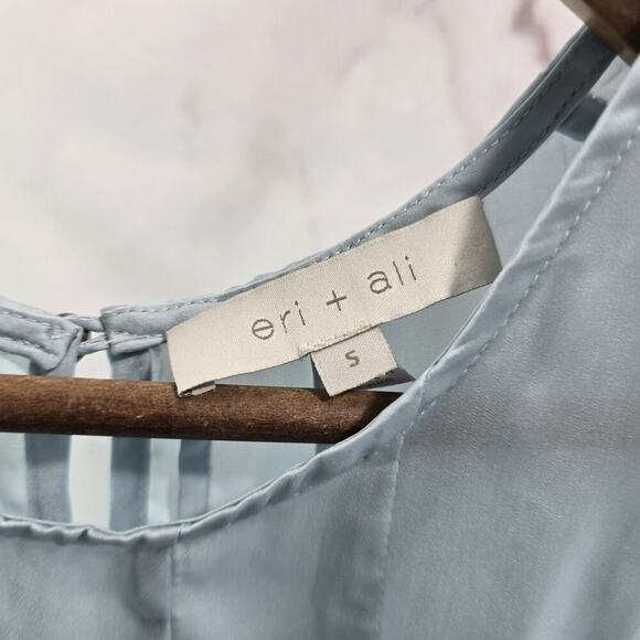 Anthropologie Top Womens Small Light Blue Tank Satin Flared Swing Flared - Picture 3 of 10